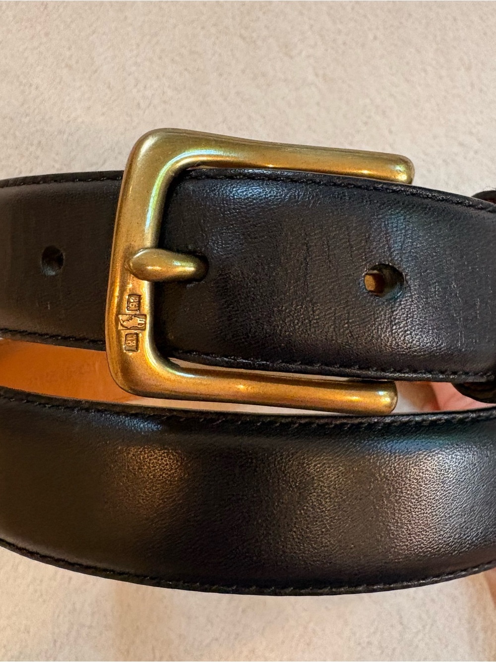 Polo Ralph Lauren Black Italian Leather Dress Belt with Brass Buckle Sz 36